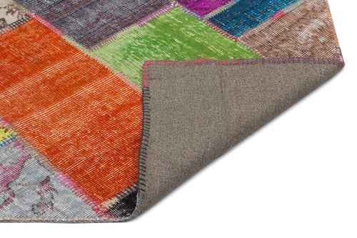 Iskece 22035 Beige Patchwork Wool Handmade Area Rug 5'3" x 7'7"