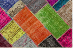 Iskece 22035 Beige Patchwork Wool Handmade Area Rug 5'3" x 7'7"