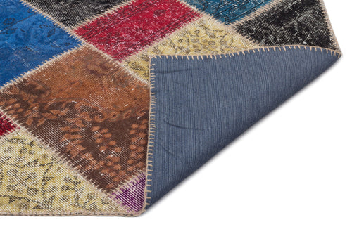 Iskece 22040 Beige Patchwork Wool Handmade Area Rug 5'3" x 7'7"