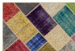 Iskece 22044 Beige Patchwork Wool Handmade Area Rug 5'3" x 7'7"