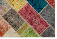 Iskece 22044 Beige Patchwork Wool Handmade Area Rug 5'3" x 7'7"