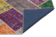 Iskece 22046 Beige Patchwork Wool Handmade Area Rug 5'3" x 7'7"