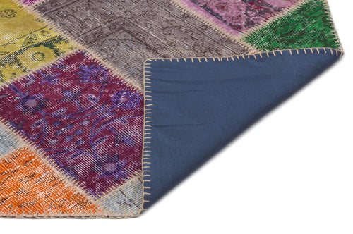 Iskece 22046 Beige Patchwork Wool Handmade Area Rug 5'3" x 7'7"