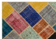 Iskece 22047 Beige Patchwork Wool Handmade Area Rug 5'3" x 7'7"