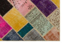 Iskece 22047 Beige Patchwork Wool Handmade Area Rug 5'3" x 7'7"