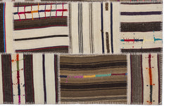 Teselya 2204 Beige Striped Wool Handmade Area Rug 5'3" x 7'7"