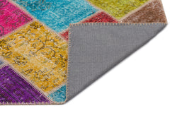 Iskece 22052 Beige Patchwork Wool Handmade Area Rug 5'3" x 7'7"