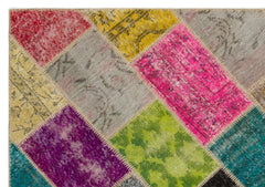 Iskece 22057 Beige Patchwork Wool Handmade Area Rug 5'3" x 7'7"