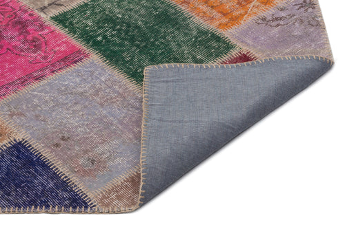 Iskece 22059 Beige Patchwork Wool Handmade Area Rug 5'3" x 7'7"