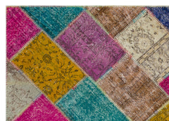 Iskece 22065 Beige Patchwork Wool Handmade Area Rug 5'3" x 7'7"