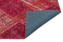 Iskece 22072 Red Patchwork Wool Handmade Area Rug 5'3" x 7'7"