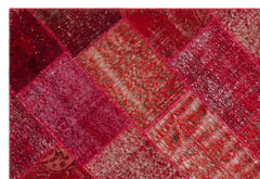 Iskece 22072 Red Patchwork Wool Handmade Area Rug 5'3" x 7'7"