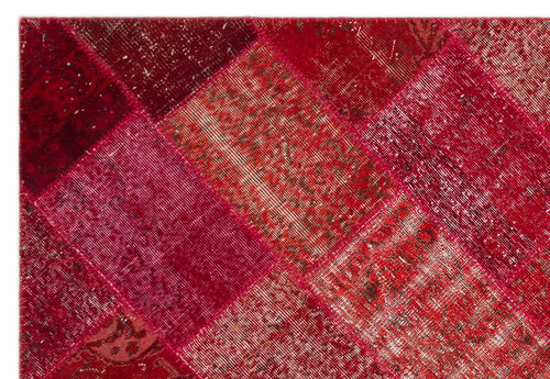 Iskece 22072 Red Patchwork Wool Handmade Area Rug 5'3" x 7'7"