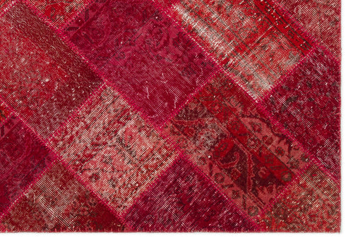Iskece 22072 Red Patchwork Wool Handmade Area Rug 5'3" x 7'7"