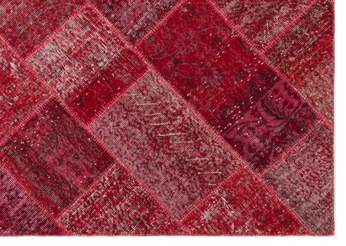Iskece 22073 Red Patchwork Wool Handmade Area Rug 5'3" x 7'7"