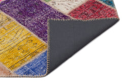 Iskece 22075 Beige Patchwork Wool Handmade Area Rug 5'3" x 7'7"