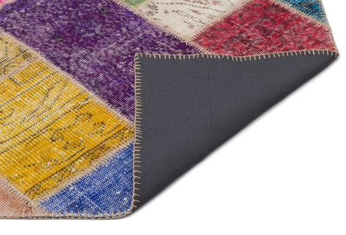 Iskece 22075 Beige Patchwork Wool Handmade Area Rug 5'3" x 7'7"