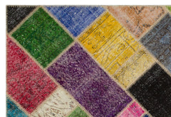 Iskece 22075 Beige Patchwork Wool Handmade Area Rug 5'3" x 7'7"