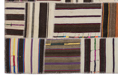 Teselya 2207 Brown Striped Wool Handmade Area Rug 5'3" x 7'7"