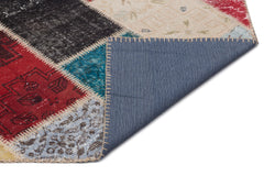 Iskece 22082 Beige Patchwork Wool Handmade Area Rug 5'3" x 7'7"