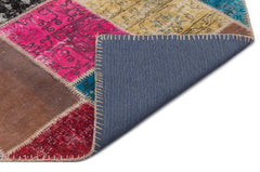 Iskece 22083 Beige Patchwork Wool Handmade Area Rug 5'3" x 7'7"