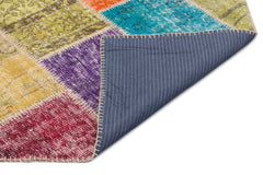 Iskece 22084 Beige Patchwork Wool Handmade Area Rug 5'3" x 7'7"