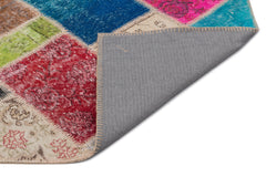 Iskece 22088 Beige Patchwork Wool Handmade Area Rug 5'3" x 7'7"