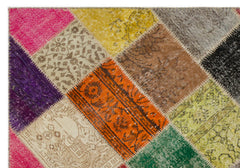 Iskece 22089 Beige Patchwork Wool Handmade Area Rug 5'3" x 7'7"