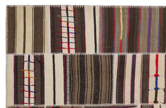 Teselya 2208 Beige Striped Wool Handmade Area Rug 5'3" x 7'7"
