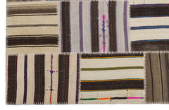 Teselya 2209 Beige Striped Wool Handmade Area Rug 5'3" x 7'7"
