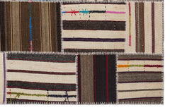 Teselya 2210 Beige Striped Wool Handmade Area Rug 5'3" x 7'7"