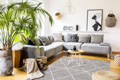 Geometric Jute Area Rug – Grey Machine Made Rug | Dust Free, Soft Texture