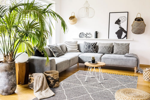 Geometric Jute Area Rug – Grey Machine Made Rug | Dust Free, Soft Texture