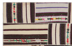 Teselya 2212 Brown Striped Wool Handmade Area Rug 5'3" x 7'7"