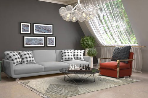 Grey Jute Area Rug – Machine Made Geometric Rug with Soft Texture Carpet