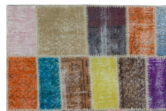 Iskece 22141 Beige Patchwork Wool Handmade Area Rug 3'11" x 5'11"