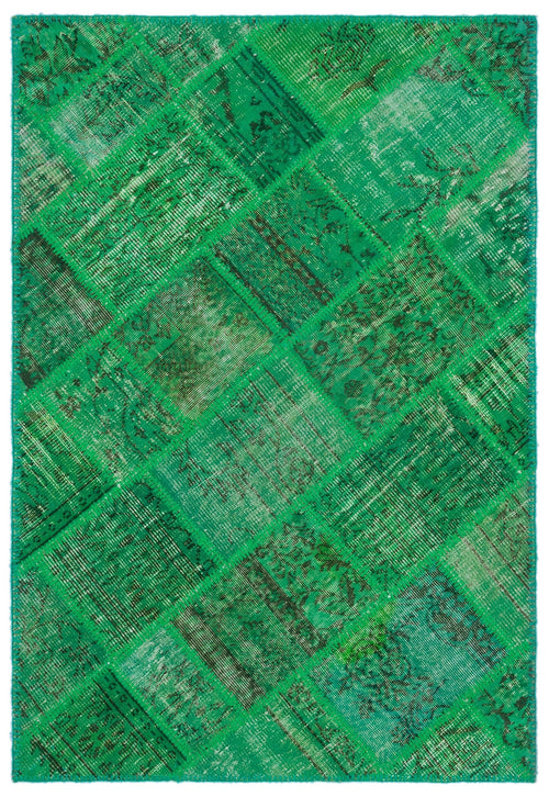Iskece 22147 Green Vintage Wool Handmade Area Rug 3'11" x 5'11"
