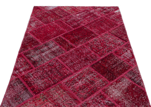 Iskece 22152 Red Patchwork Wool Handmade Area Rug 3'11" x 5'11"
