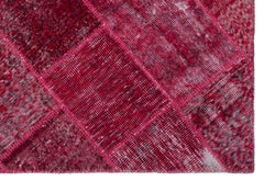 Iskece 22152 Red Patchwork Wool Handmade Area Rug 3'11" x 5'11"