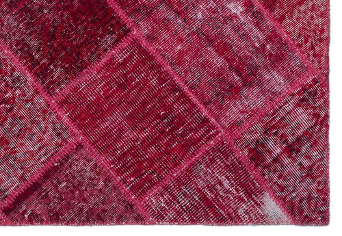 Iskece 22152 Red Patchwork Wool Handmade Area Rug 3'11" x 5'11"