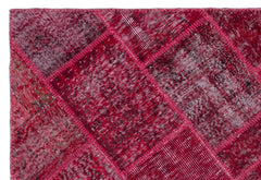 Iskece 22152 Red Patchwork Wool Handmade Area Rug 3'11" x 5'11"