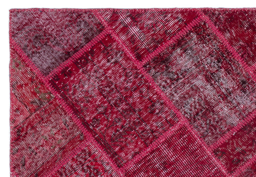 Iskece 22152 Red Patchwork Wool Handmade Area Rug 3'11" x 5'11"