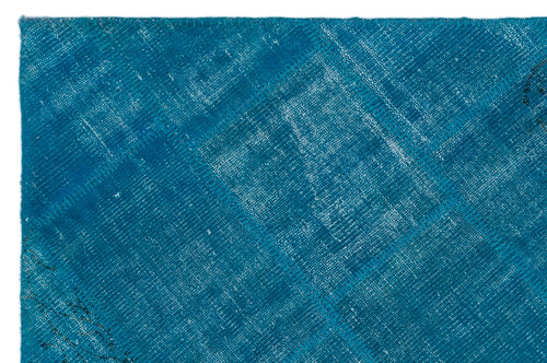 Iskece 22154 Blue Patchwork Wool Handmade Area Rug 3'11" x 5'11"