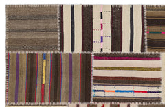 Teselya 2215 Beige Striped Wool Handmade Area Rug 5'3" x 7'7"