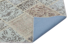 Iskece 22163 Beige Patchwork Wool Handmade Area Rug 3'11" x 5'11"