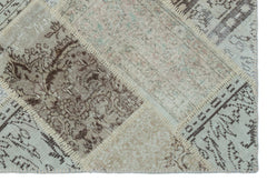 Iskece 22163 Beige Patchwork Wool Handmade Area Rug 3'11" x 5'11"