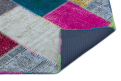 Iskece 22165 Beige Patchwork Wool Handmade Area Rug 3'11" x 5'11"