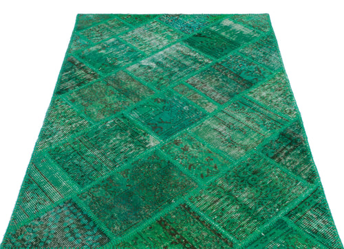 Iskece 22172 Green Vintage Wool Handmade Area Rug 3'11" x 5'11"
