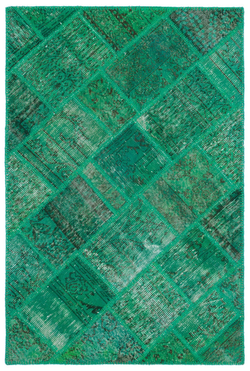 Iskece 22172 Green Vintage Wool Handmade Area Rug 3'11" x 5'11"