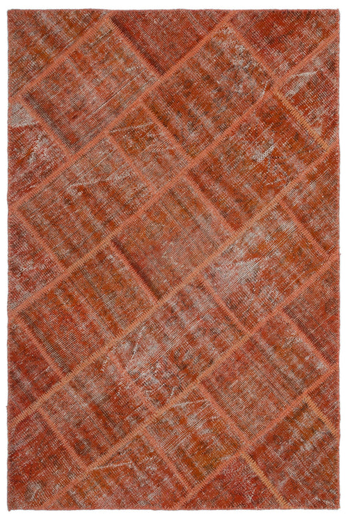 Iskece 22177 Orange Vintage Wool Handmade Area Rug 3'11" x 5'11"